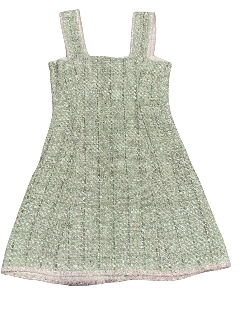 Maje Rinova Green Tweed Mini Dress Size 36 US 2-4 Mint Green Metallic Boucle - Picture 9 of 15